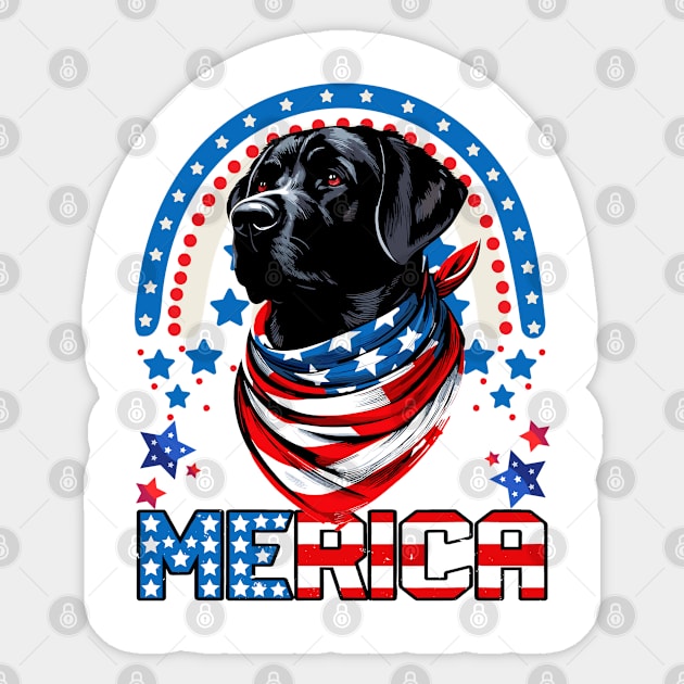 USA 4th Of July Black Patriotic American Lab Sticker by JessArty